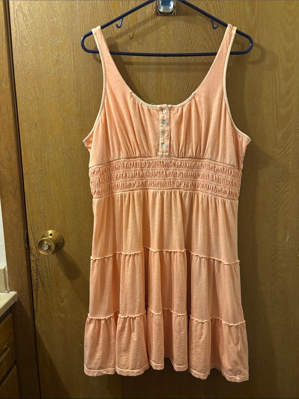 Lucky Brand Peach 3 Tier Cotton Dress-Sz L- 21x36